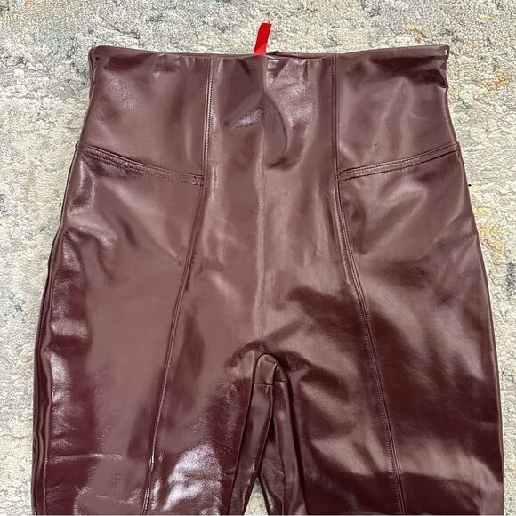 Spanx Faux Patent Leather Leggings Maroon - Picture 10 of 12